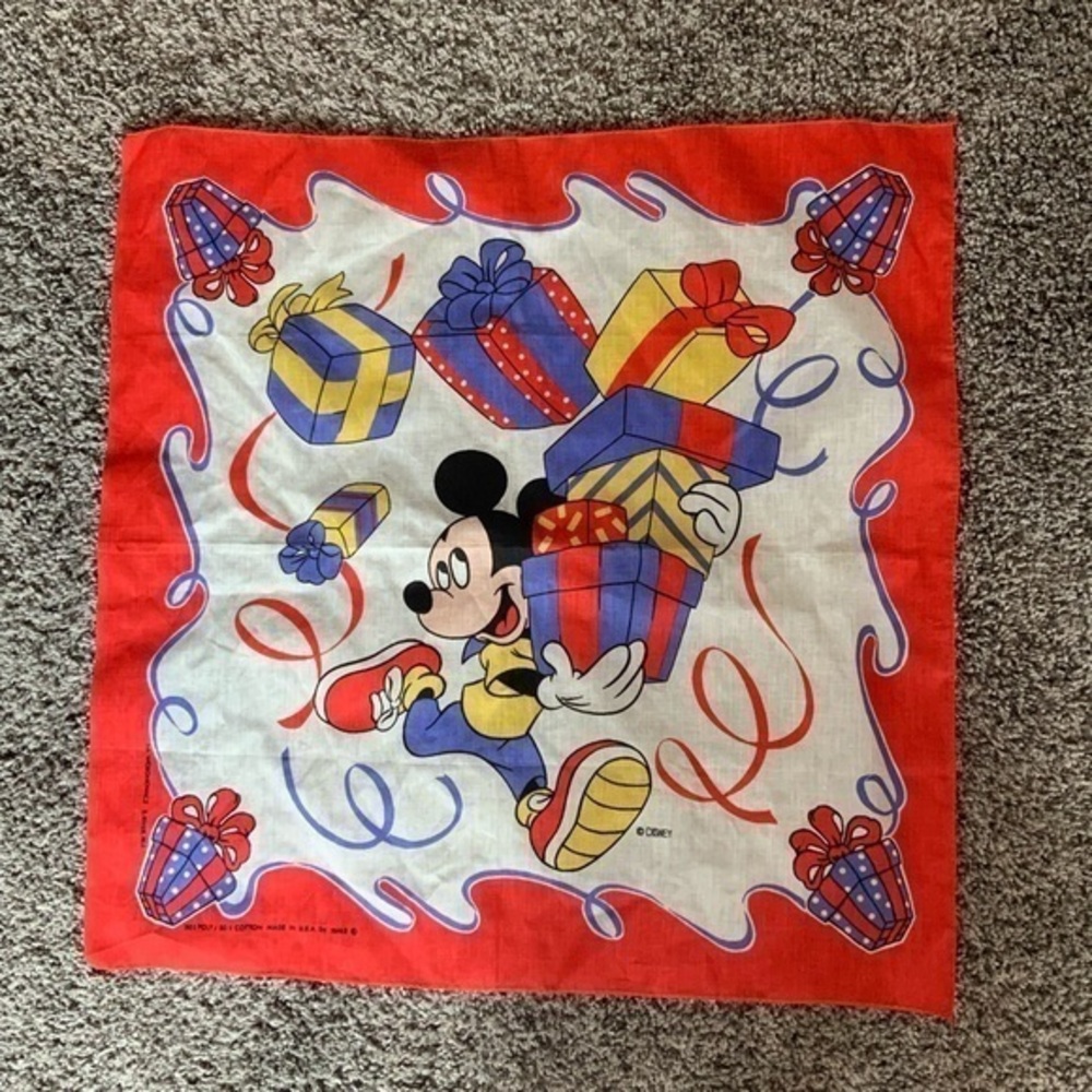 Vintage Disney Mickey Mouse Holding Presents Scarf/Bandana